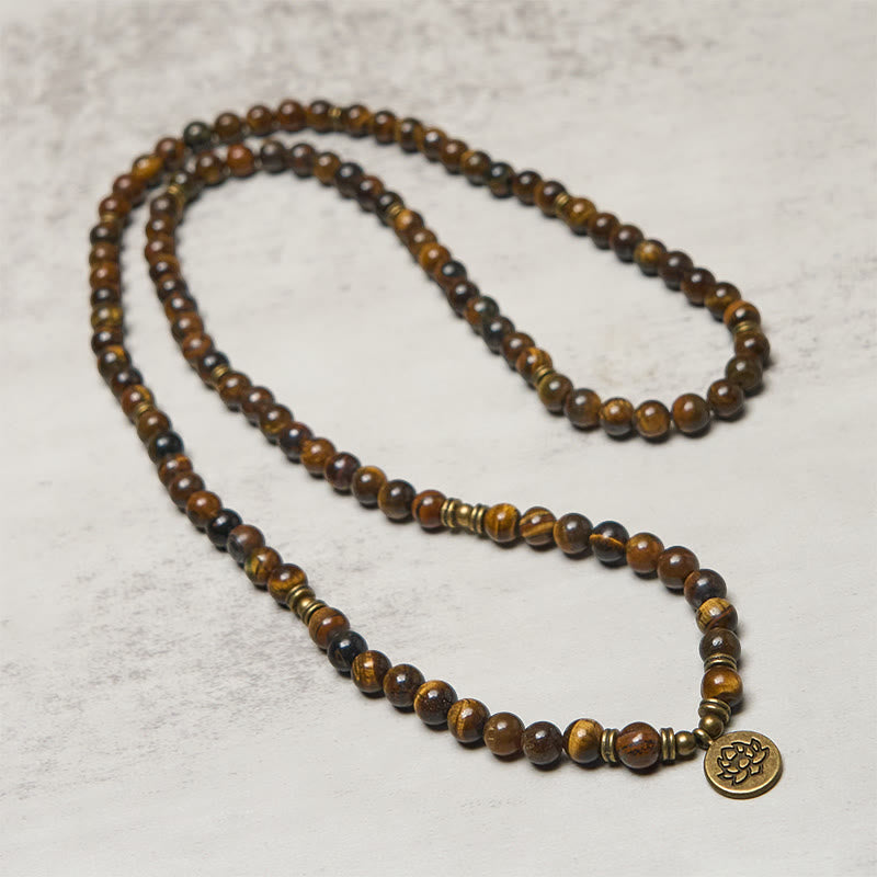 Buddha Stones, Symbol Lotosu, Tygrysie Oko, Koralikowa Mala Siły - image 2