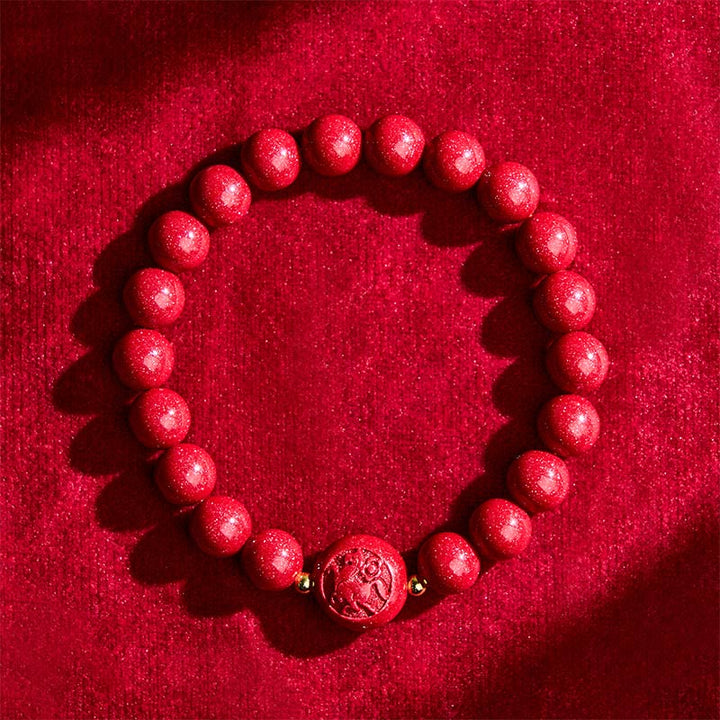 Bransoletka z Buddha Stones, chińskim zodiakiem, rokiem konia, rzeźbiona w cynobrze, z błogosławieństwem pokoju - image 3