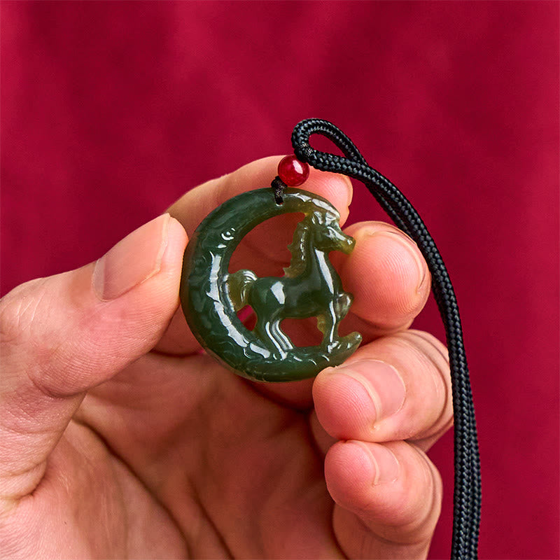 Buddha Stones z chińskim zodiakiem, rokiem konia, rzeźbiony jadeit, zapewniający szczęście i dobrobyt - image 3