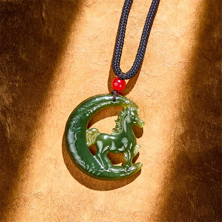 Buddha Stones z chińskim zodiakiem, rokiem konia, rzeźbiony jadeit, zapewniający szczęście i dobrobyt - image 2
