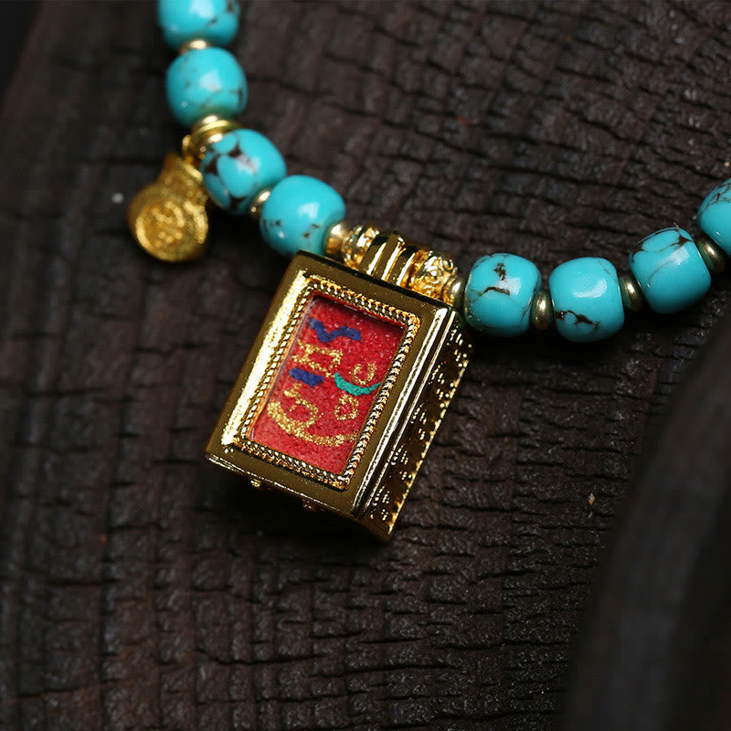 Bransoletka ochronna z Buddha Stones Thangka Gau w pudełku z amuletem i turkusowym charakterem Fu - image 4