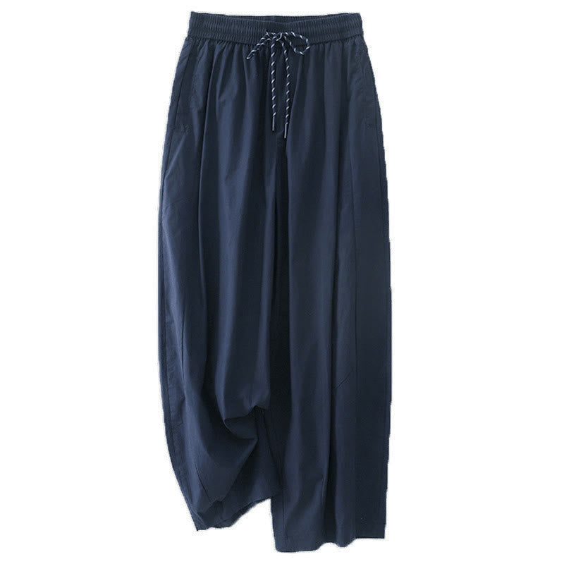 Spodnie haremki damskie z kieszeniami i prostymi zakładkami w Buddha Stones - MidnightBlue - US8-10，UK/AU12-14，EU40-42 (2XL) - image 0