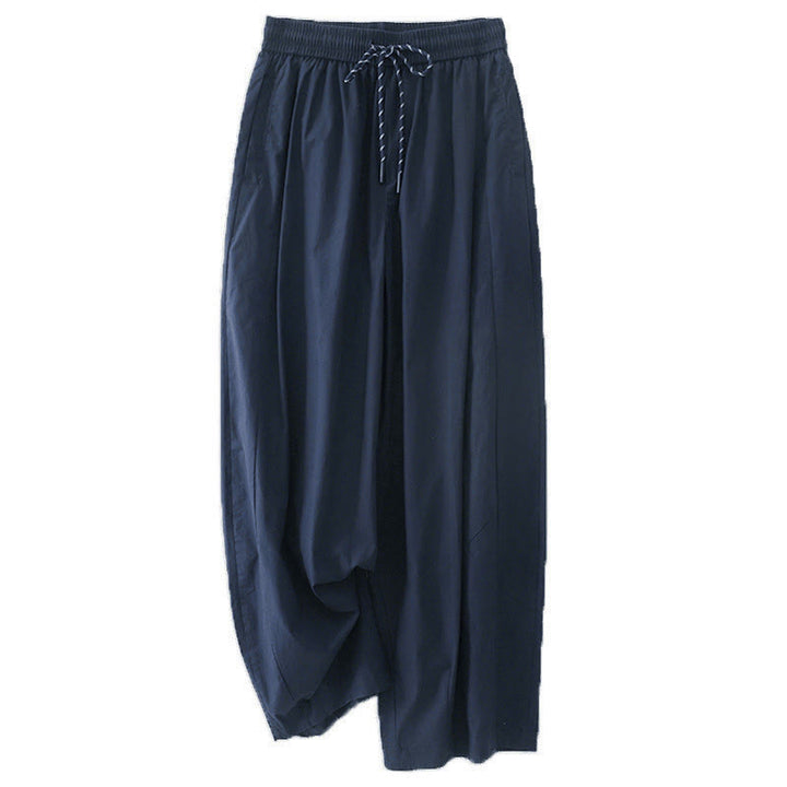 Spodnie haremki damskie z kieszeniami i prostymi zakładkami w Buddha Stones - MidnightBlue - US8-10，UK/AU12-14，EU40-42 (2XL) - image 0