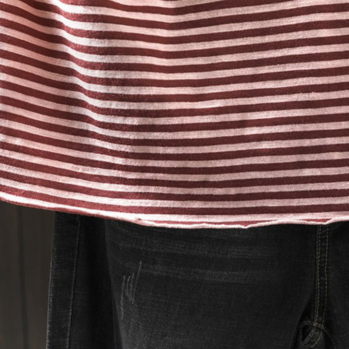 Bluza damska z kapturem z długim rękawem i bawełny z motywem Buddha Stones w paski i wiosenną grafiką - image 13