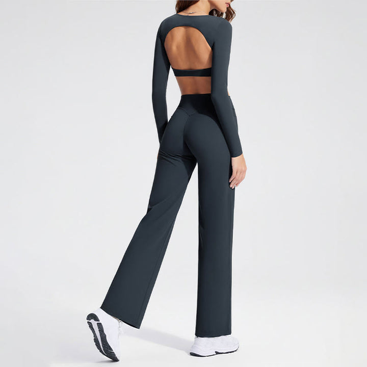 Biustonosz sportowy z długim rękawem i odkrytymi plecami Buddha Stones, do jogi i fitnessu, damski top bez rękawów - image 2