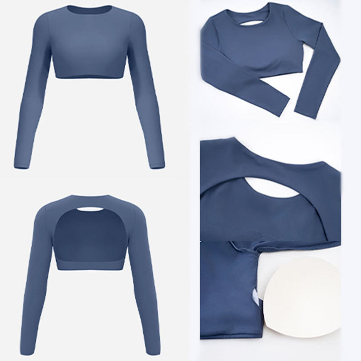 Biustonosz sportowy z długim rękawem i odkrytymi plecami Buddha Stones, do jogi i fitnessu, damski top bez rękawów - image 13