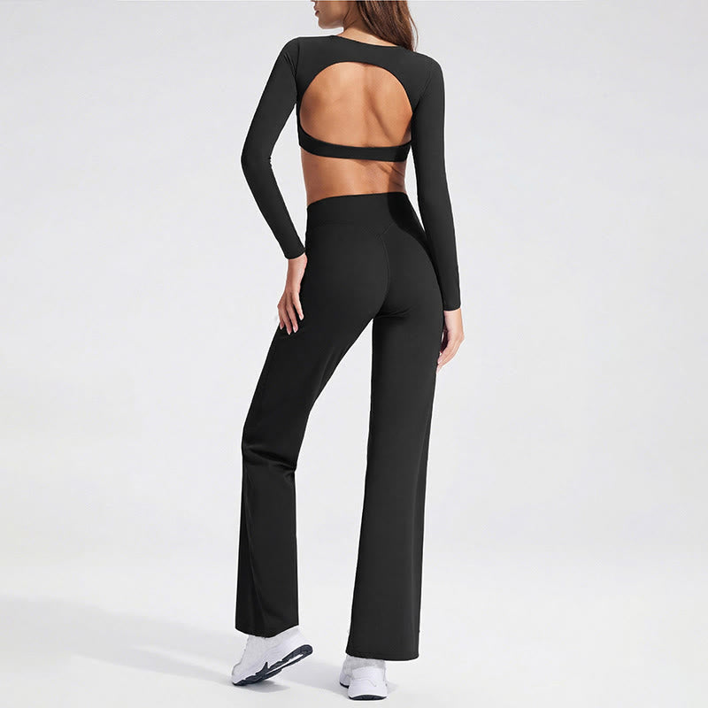 Biustonosz sportowy z długim rękawem i odkrytymi plecami Buddha Stones, do jogi i fitnessu, damski top bez rękawów - image 5