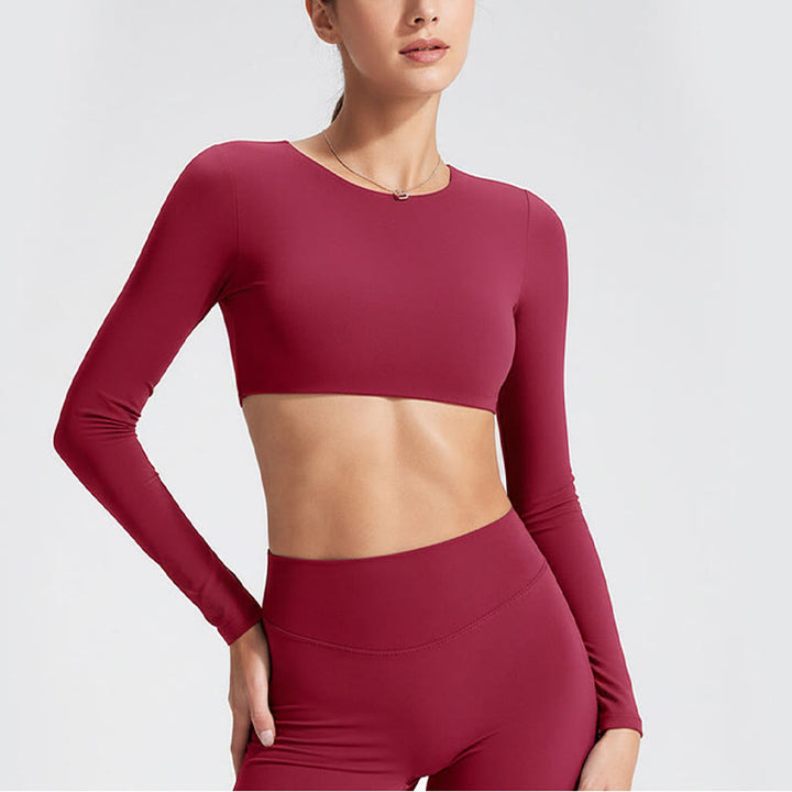 Biustonosz sportowy z długim rękawem i odkrytymi plecami Buddha Stones, do jogi i fitnessu, damski top bez rękawów - image 28