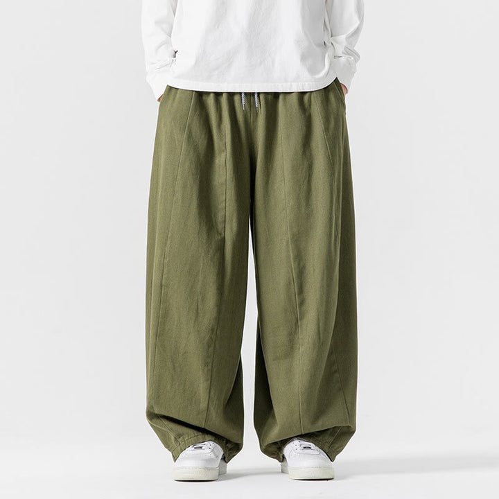 Spodnie męskie z szerokimi nogawkami i kieszeniami z bawełny Buddha Stones Winter Commute Plain Drawstring Design - Oliwkowy - US/UK/AU46， EU56 (5XL) - image 18