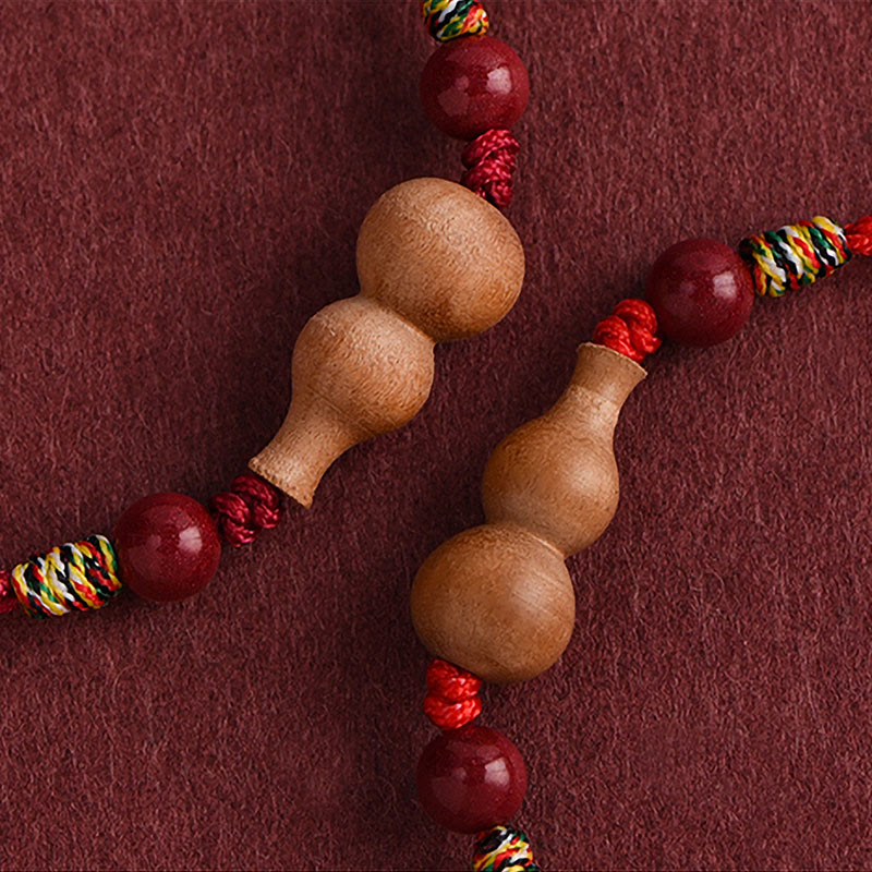 Bransoletka z regulowanym sznurkiem i Buddha Stones, tykwą i drewnem brzoskwiniowym, zapewniająca bogactwo i szczęście - image 9