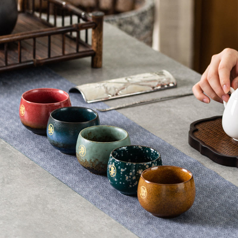 Ceramiczna filiżanka do herbaty Kung Fu z ręcznie malowanymi Buddha Stones i postaciami Fu w pudełku prezentowym - image 10
