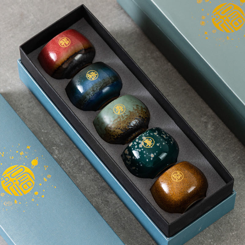 Ceramiczna filiżanka do herbaty Kung Fu z ręcznie malowanymi Buddha Stones i postaciami Fu w pudełku prezentowym - image 8