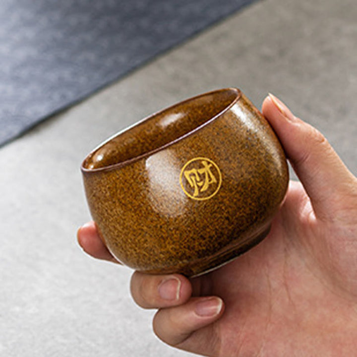 Ceramiczna filiżanka do herbaty Kung Fu z ręcznie malowanymi Buddha Stones i postaciami Fu w pudełku prezentowym - image 6
