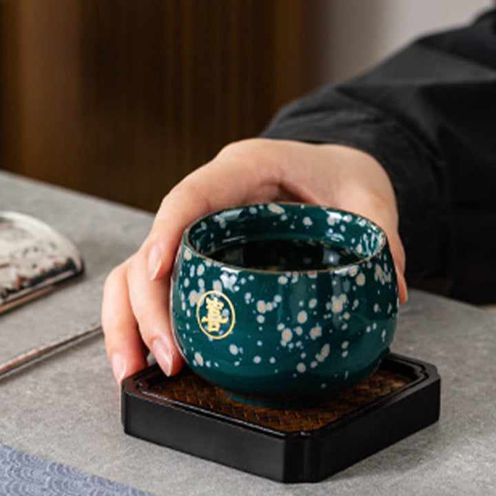 Ceramiczna filiżanka do herbaty Kung Fu z ręcznie malowanymi Buddha Stones i postaciami Fu w pudełku prezentowym - image 5