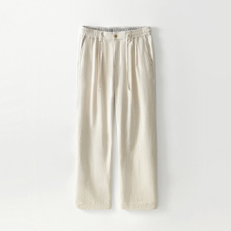 Spodnie męskie lniane z szerokimi nogawkami i kieszeniami, z Buddha Stones Fall, ze ściągaczem i zamkiem błyskawicznym - Bielizna - US/UK/AU44， EU54 (4XL) - image 25