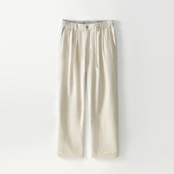 Spodnie męskie lniane z szerokimi nogawkami i kieszeniami, z Buddha Stones Fall, ze ściągaczem i zamkiem błyskawicznym - Bielizna - US/UK/AU44， EU54 (4XL) - image 25