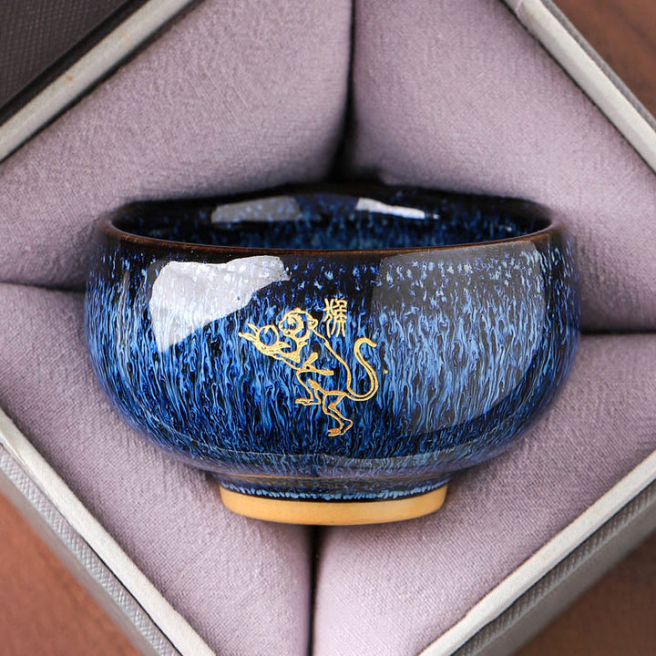 Buddha Stones, chiński zodiak, rok konia, ceramiczna filiżanka do herbaty Kung Fu, 135 ml - Małpka 7,5 cm*4,8 cm*135 ml - image 8