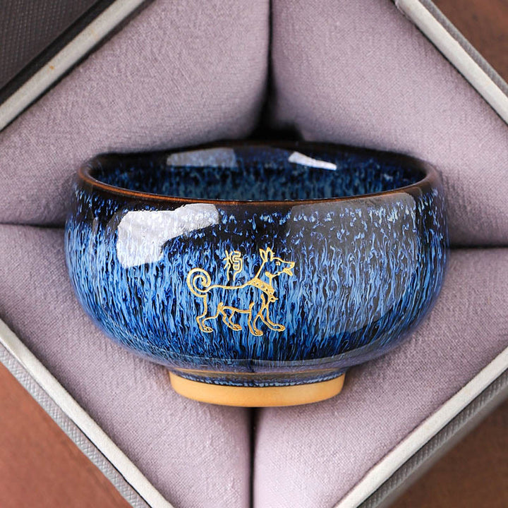 Buddha Stones, chiński zodiak, rok konia, ceramiczna filiżanka do herbaty Kung Fu, 135 ml - Pies 7,5 cm*4,8 cm*135 ml - image 10