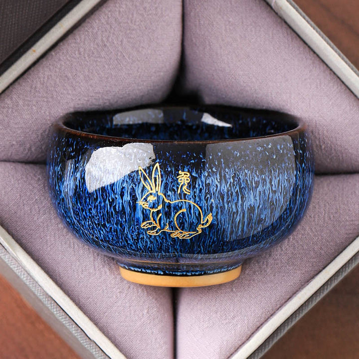 Buddha Stones, chiński zodiak, rok konia, ceramiczna filiżanka do herbaty Kung Fu, 135 ml - Królik 7,5 cm*4,8 cm*135 ml - image 4