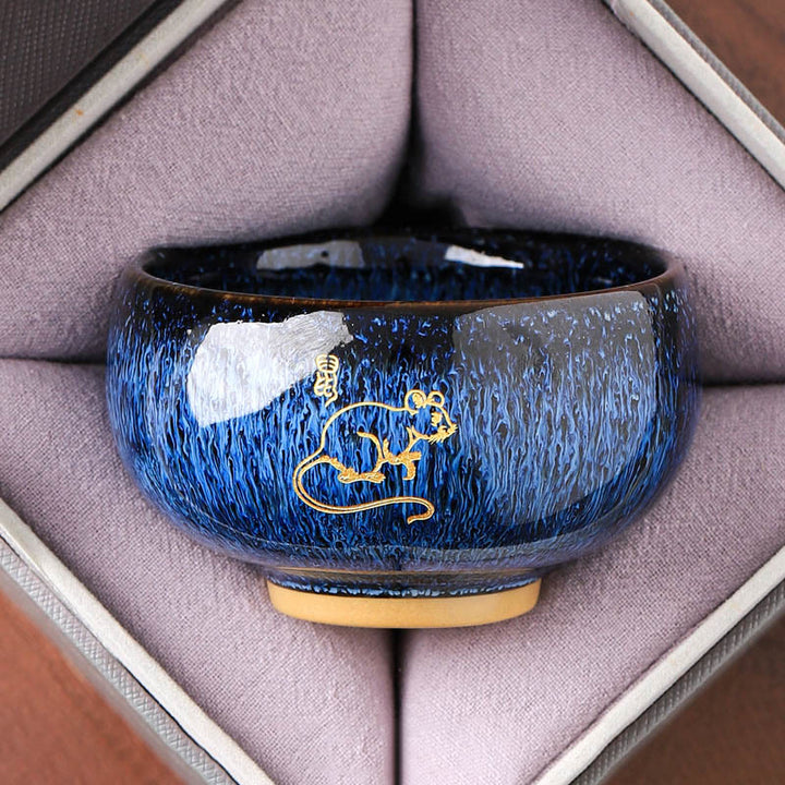 Buddha Stones, chiński zodiak, rok konia, ceramiczna filiżanka do herbaty Kung Fu, 135 ml - Szczur 7,5 cm*4,8 cm*135 ml - image 1