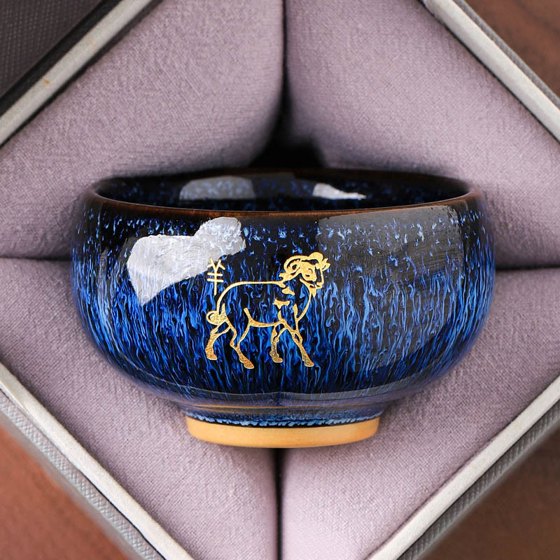 Buddha Stones, chiński zodiak, rok konia, ceramiczna filiżanka do herbaty Kung Fu, 135 ml - Koza 7,5 cm*4,8 cm*135 ml - image 7