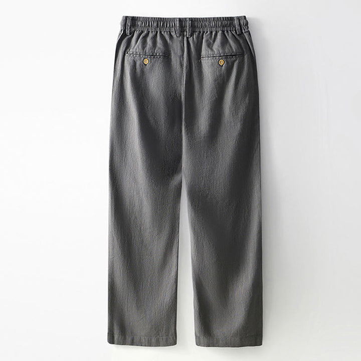 Spodnie męskie lniane z szerokimi nogawkami i kieszeniami, z Buddha Stones Fall, ze ściągaczem i zamkiem błyskawicznym - image 1