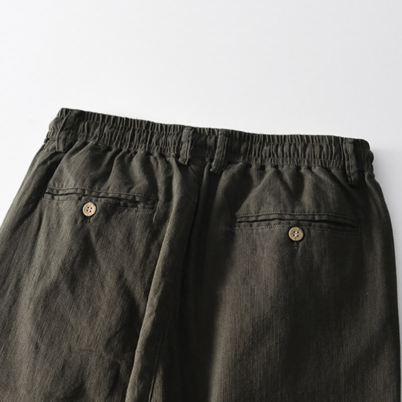 Spodnie męskie lniane z szerokimi nogawkami i kieszeniami, z Buddha Stones Fall, ze ściągaczem i zamkiem błyskawicznym - image 16