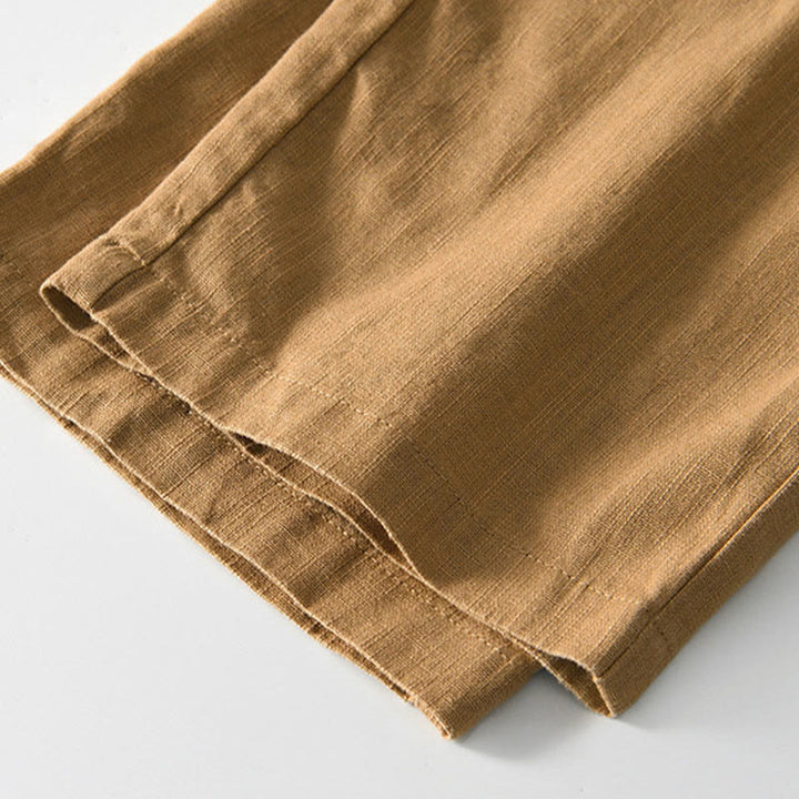 Spodnie męskie lniane z szerokimi nogawkami i kieszeniami, z Buddha Stones Fall, ze ściągaczem i zamkiem błyskawicznym - image 24