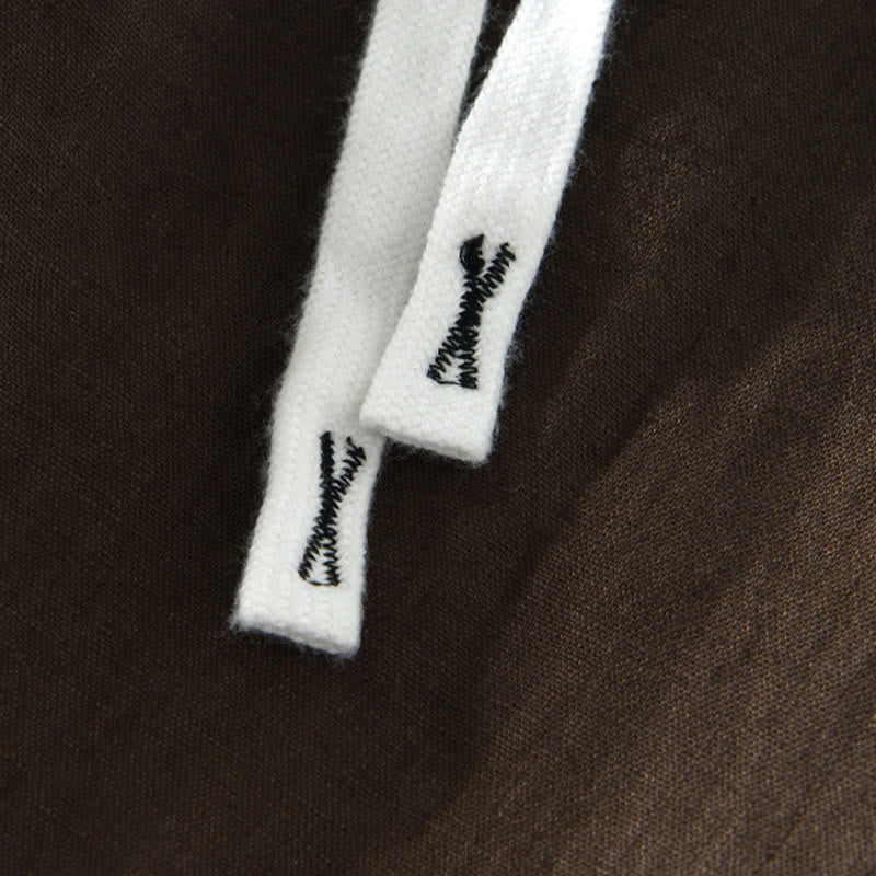 Męskie lniane spodnie do kostek z kieszeniami i ściągaczem w pasie z Buddha Stones - image 14