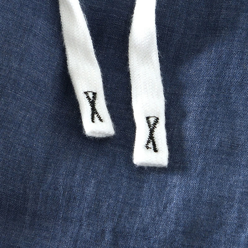 Męskie lniane spodnie do kostek z kieszeniami i ściągaczem w pasie z Buddha Stones - image 10