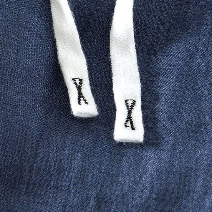 Męskie lniane spodnie do kostek z kieszeniami i ściągaczem w pasie z Buddha Stones - image 10