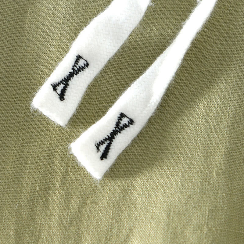 Męskie lniane spodnie do kostek z kieszeniami i ściągaczem w pasie z Buddha Stones - image 22