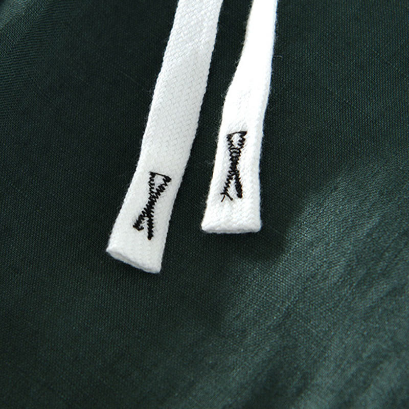 Męskie lniane spodnie do kostek z kieszeniami i ściągaczem w pasie z Buddha Stones - image 27