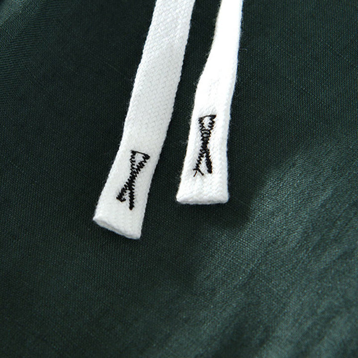 Męskie lniane spodnie do kostek z kieszeniami i ściągaczem w pasie z Buddha Stones - image 27