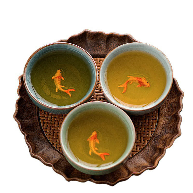 Ceramiczna filiżanka do herbaty Kung Fu z ręcznie malowanymi Buddha Stones i rybą Koi, 50 ml - image 13