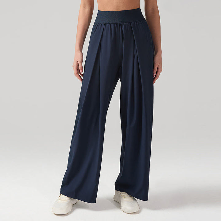 Spodnie dresowe damskie do jogi, sportowe, z szerokimi nogawkami, z Buddha Stones, w jednolitym kolorze, oddychające, z kieszeniami - Stalowoniebieski - US12, UK/AU16, EU44 (XL) - image 5