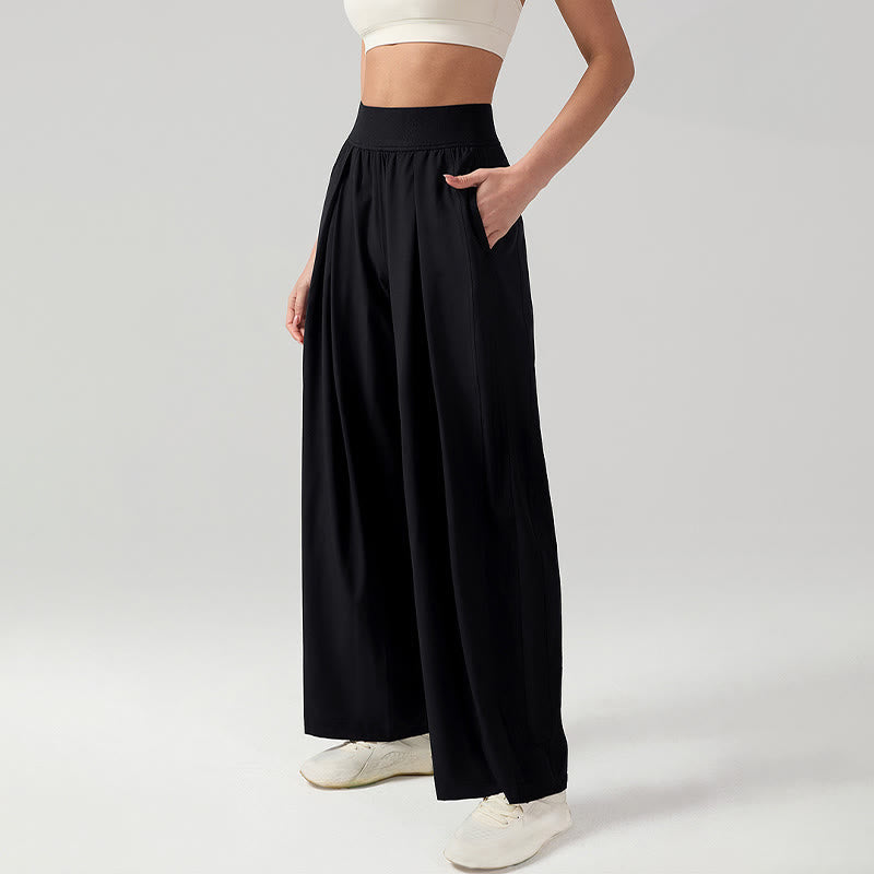 Spodnie dresowe damskie do jogi, sportowe, z szerokimi nogawkami, z Buddha Stones, w jednolitym kolorze, oddychające, z kieszeniami - image 4