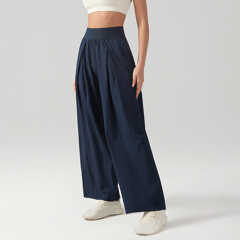 Spodnie dresowe damskie do jogi, sportowe, z szerokimi nogawkami, z Buddha Stones, w jednolitym kolorze, oddychające, z kieszeniami - image 7