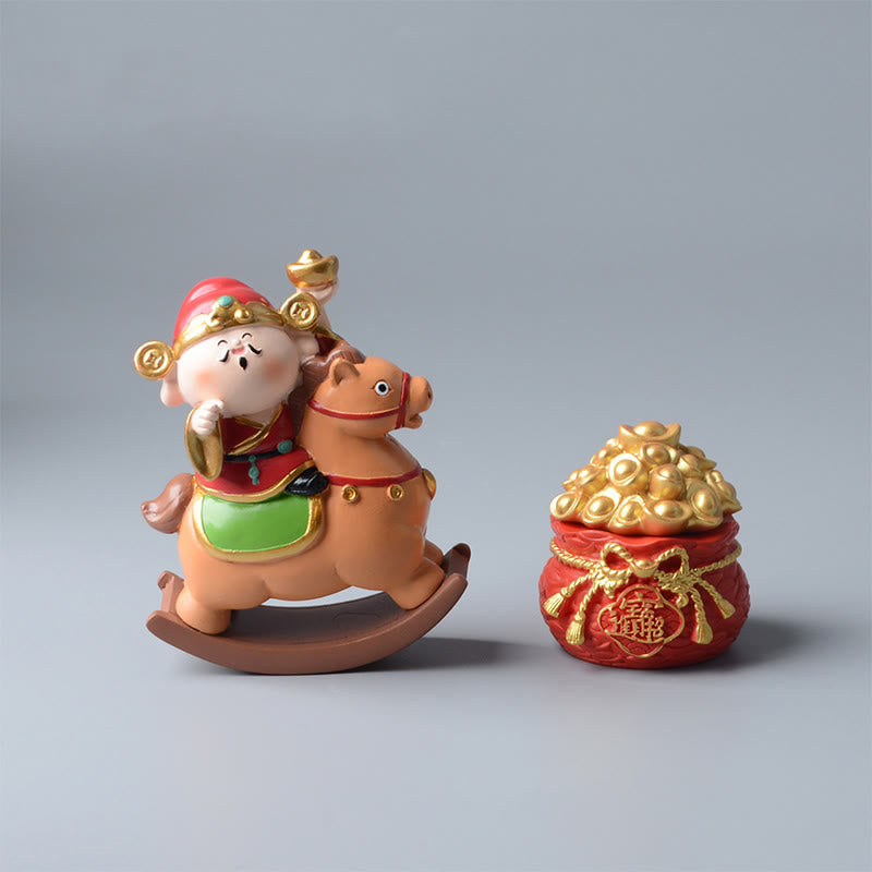 Buddha Stones Rok Konia Bóg Bogactwa Worek Pieniędzy Sukces Dobrobyt Dekoracja Biurka - image 14