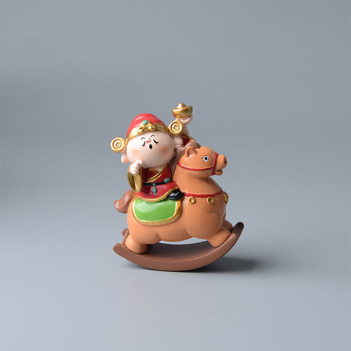 Buddha Stones Rok Konia Bóg Bogactwa Worek Pieniędzy Sukces Dobrobyt Dekoracja Biurka - SandyBrown Horse&Bóg Bogactwa (11*8,5*4,5 cm) - image 1