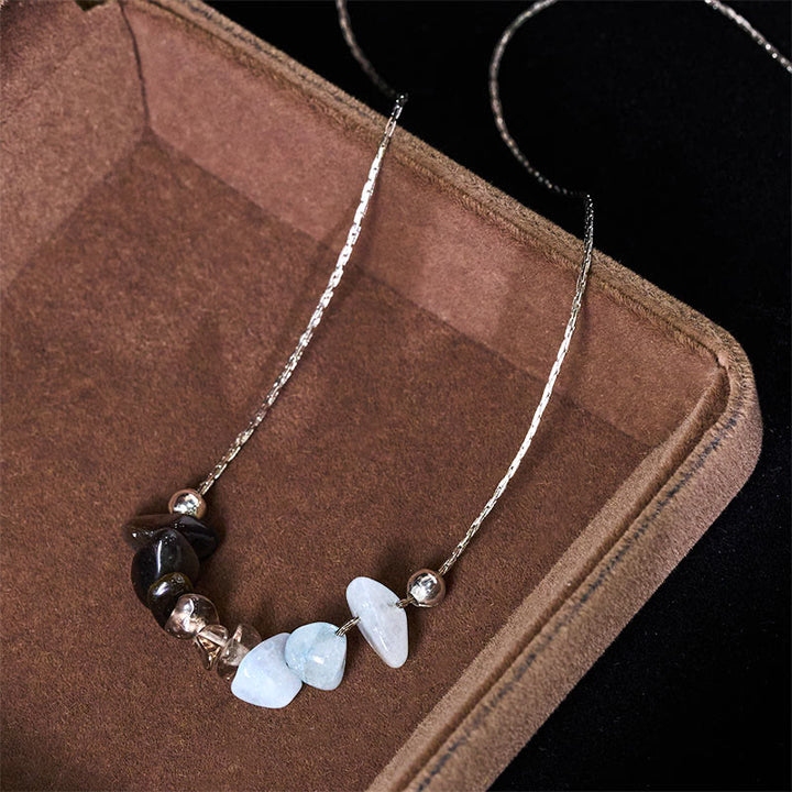 Buddha Stones , czarny obsydian, kwarc dymny, granat, akwamaryn, kwarc truskawkowy, różowy kryształ, siła, wisior - image 2