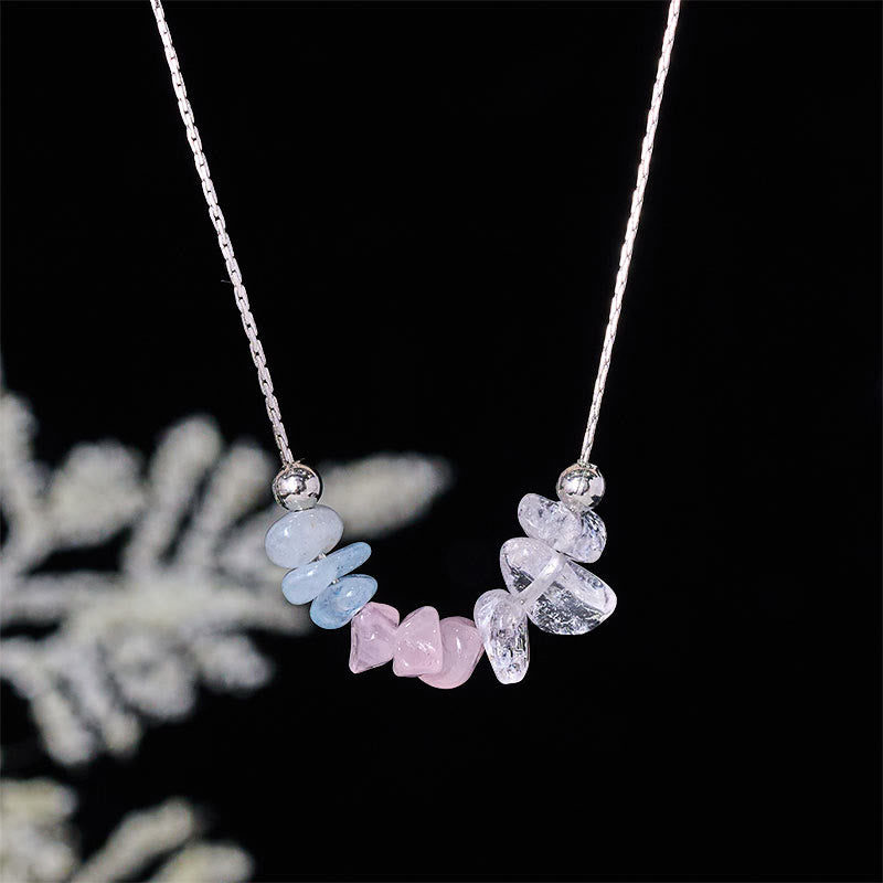 Buddha Stones , czarny obsydian, kwarc dymny, granat, akwamaryn, kwarc truskawkowy, różowy kryształ, siła, wisior - Kryształ akwamarynu różowego - image 8