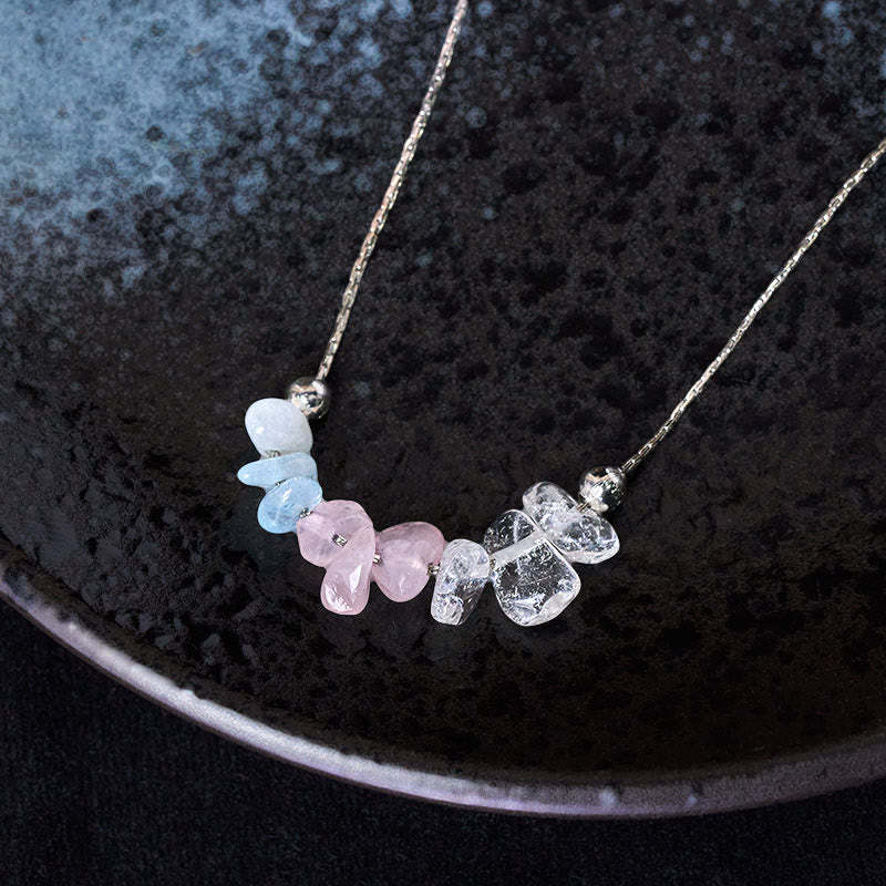 Buddha Stones , czarny obsydian, kwarc dymny, granat, akwamaryn, kwarc truskawkowy, różowy kryształ, siła, wisior - image 9