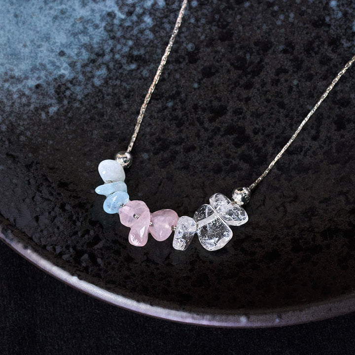 Buddha Stones , czarny obsydian, kwarc dymny, granat, akwamaryn, kwarc truskawkowy, różowy kryształ, siła, wisior - image 9