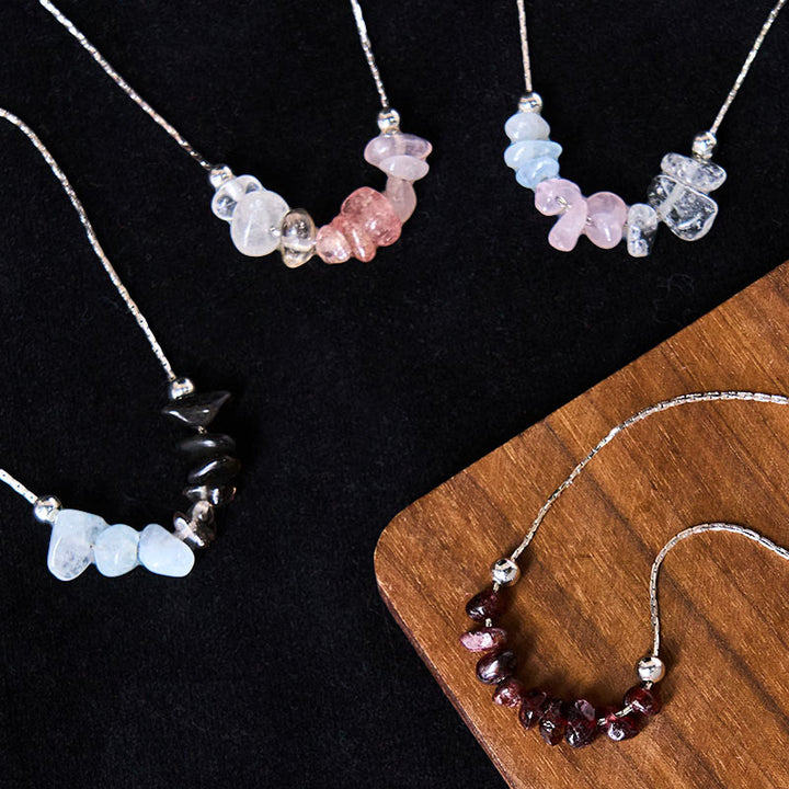 Buddha Stones , czarny obsydian, kwarc dymny, granat, akwamaryn, kwarc truskawkowy, różowy kryształ, siła, wisior - image 26