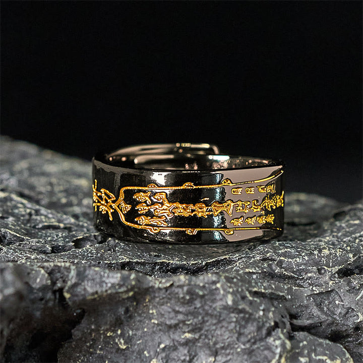 Pierścień balansowy z regulowanym napisem "Buddha Stones " z miedzi - image 7