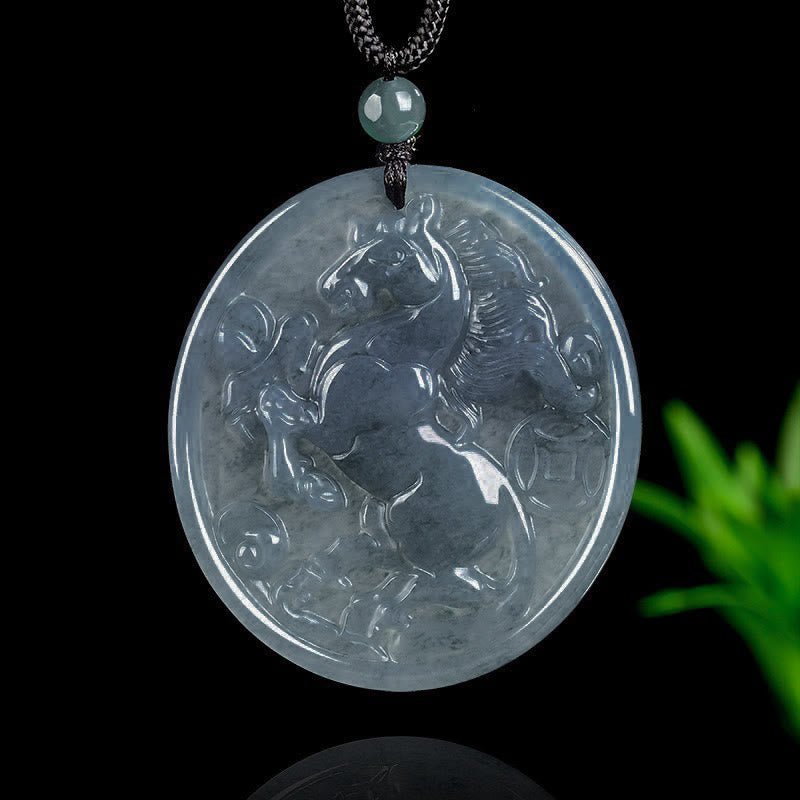 Naszyjnik z Buddha Stones z jadeitu, rok konia, szczęście i obfitość - Jade Horse - image 0