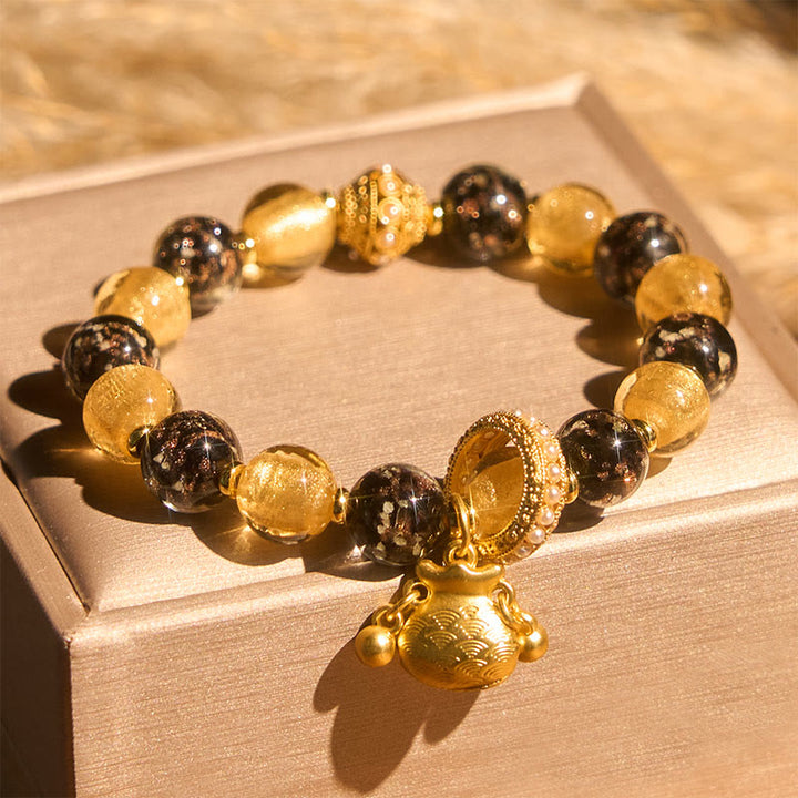 Bransoletka z Buddha Stones Fu Character Liuli Glass Blessings - Postać Liuli Glass Fu (obwód nadgarstka: 15-16 cm) - image 0