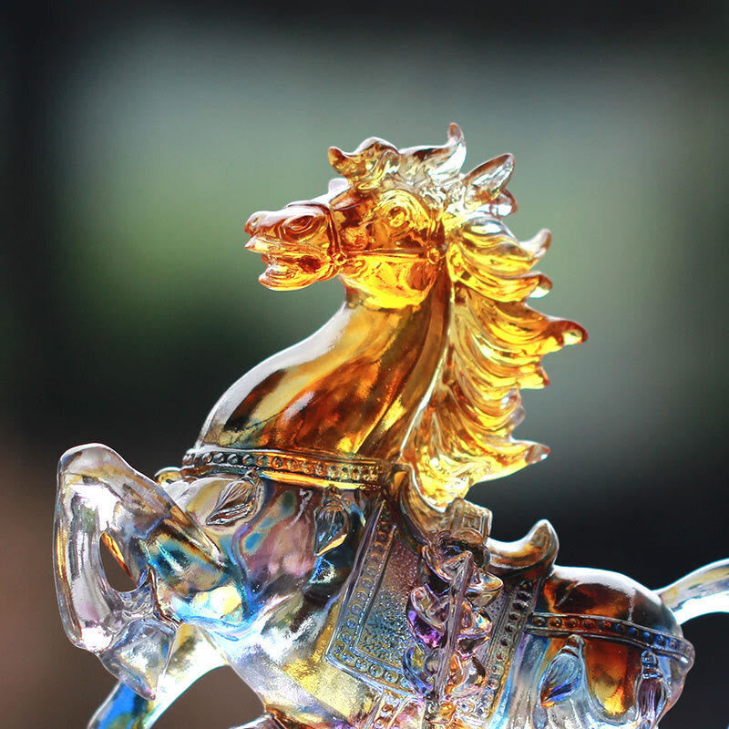 Buddha Stones Rok Konia Rzeźbiony Koń Ruyi Liuli Kryształowy Dzieło Sztuki Dobrobyt Dekoracja Domu i Biura - image 2
