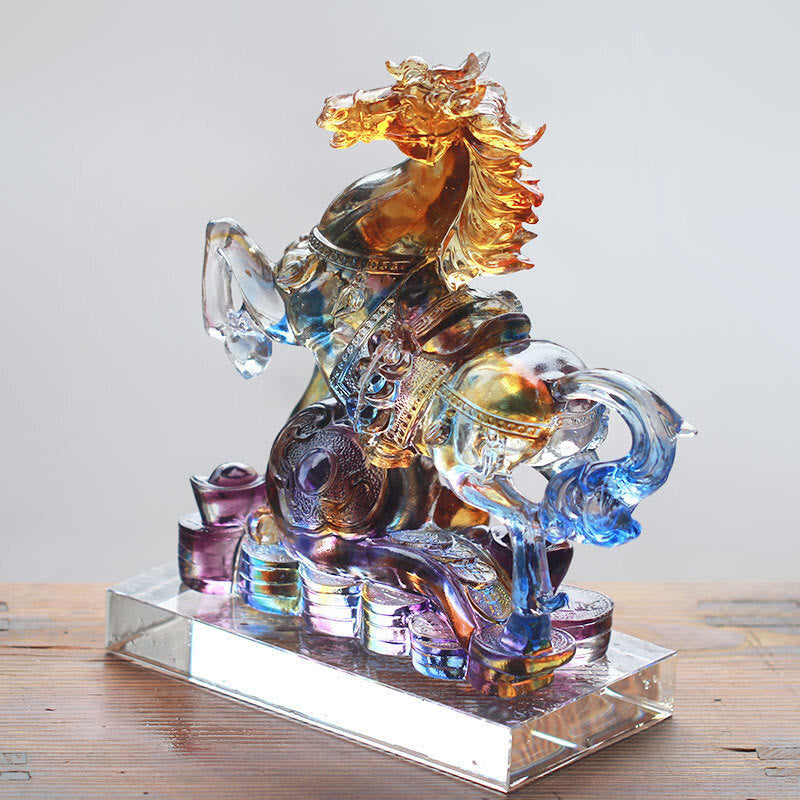 Buddha Stones Rok Konia Rzeźbiony Koń Ruyi Liuli Kryształowy Dzieło Sztuki Dobrobyt Dekoracja Domu i Biura - image 5